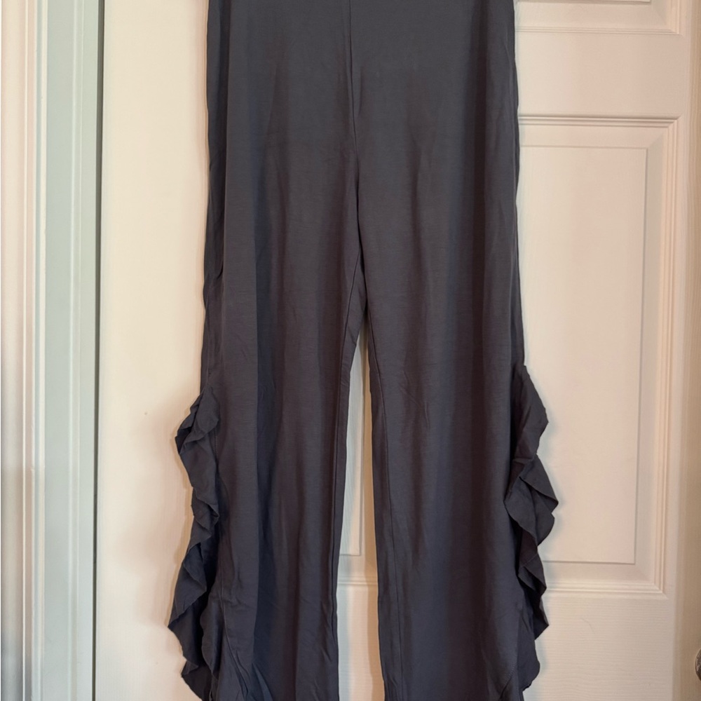 Matilda Jane Charcoal Ruffle Wide Leg Pants